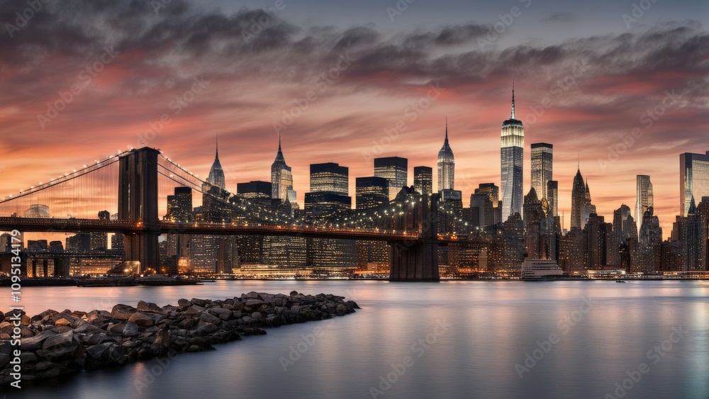 Fototapeta premium city skyline at sunset