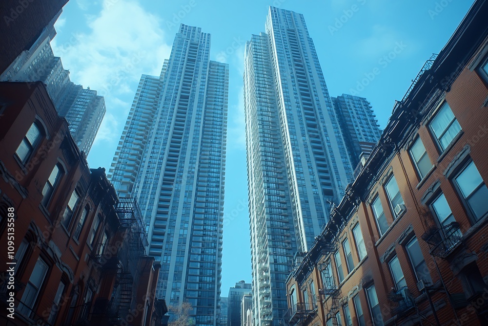 Low-Angle Modern & Old Downtown Architecture, Suits Commuting Low-Angle Modern & Old Downtown Architecture, Suits Commuting