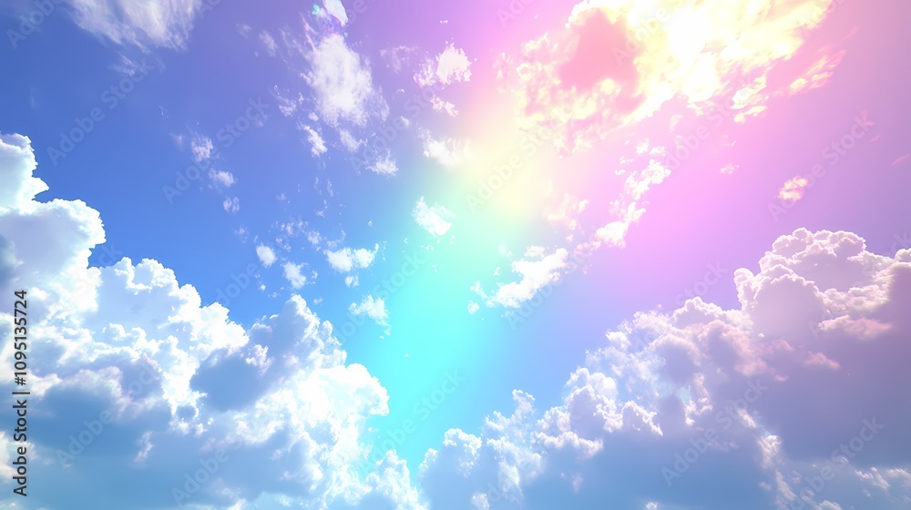 digital technology rainbow sky clouds illustration poster background digital technology rainbow sky clouds illustration poster background
