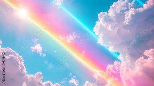 digital technology rainbow sky clouds illustration poster background