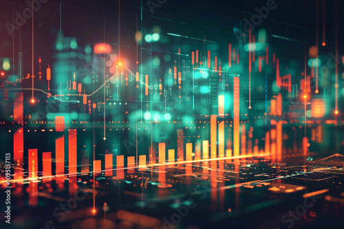 stock market or forex trading graph in futuristic abstract concept