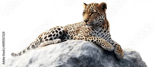 Fototapeta Realistic leopard PNG with transparent background for graphic design, digital art, and creative projects .