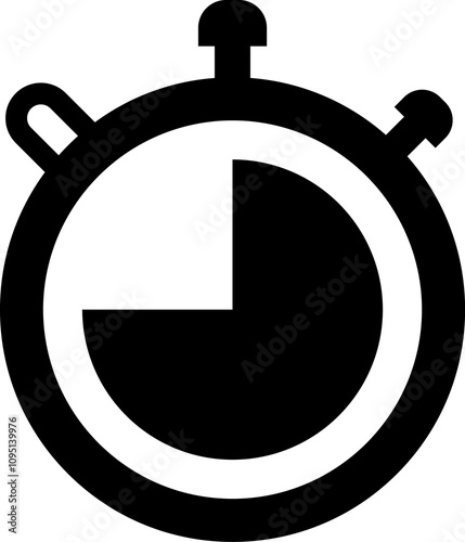 Shortest time stopwatch icon black and white.