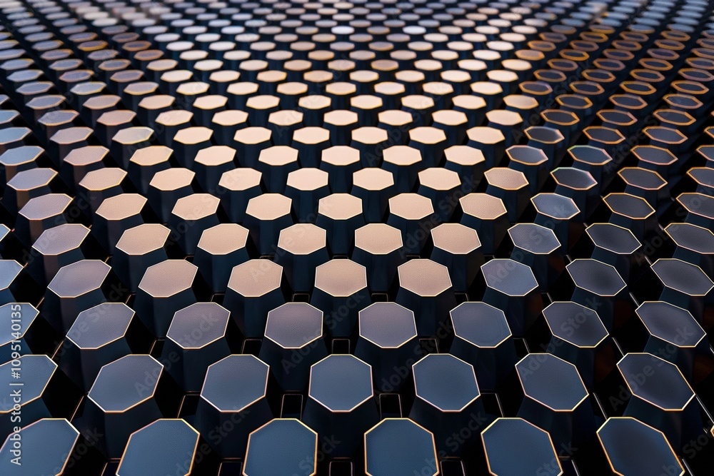Fototapeta premium Abstract hexagonal grid pattern with black and gold accents