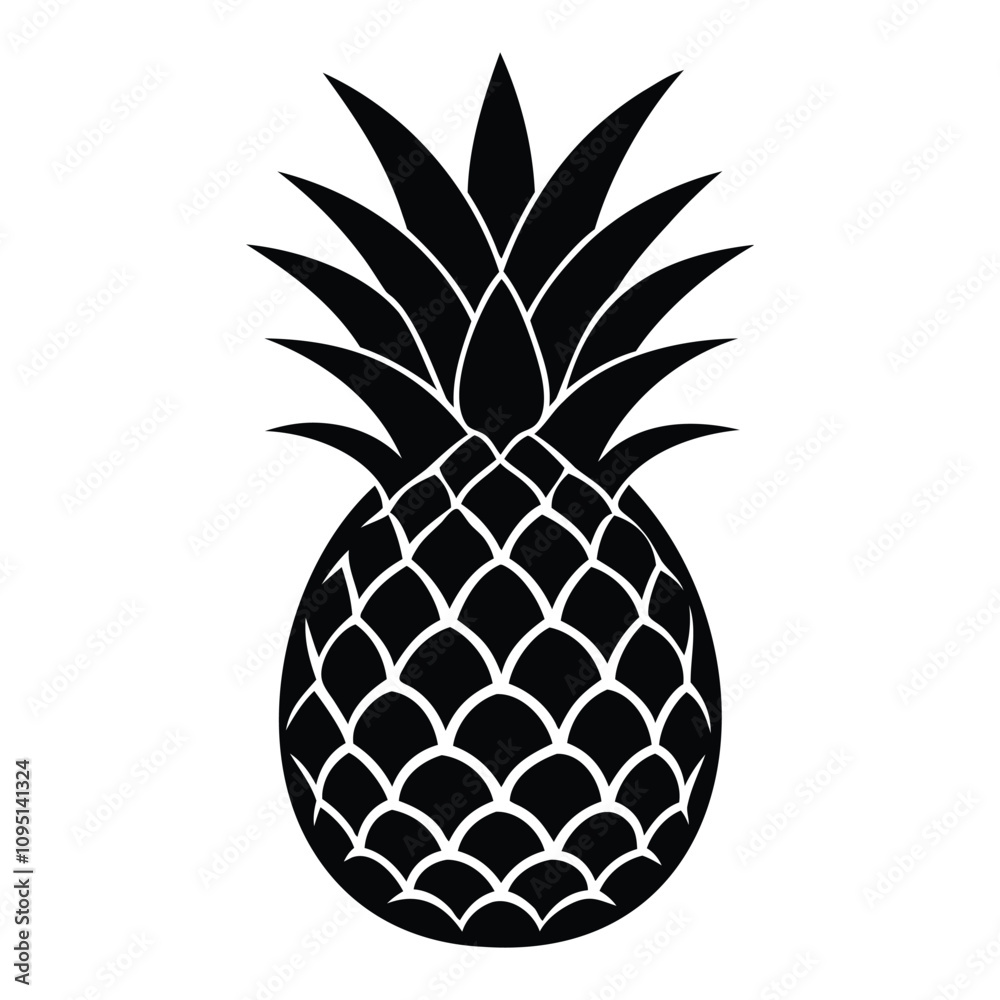 Pineapple Silhouette Vector Illustration for Tropical Art Pineapple Silhouette Vector Illustration for Tropical Art