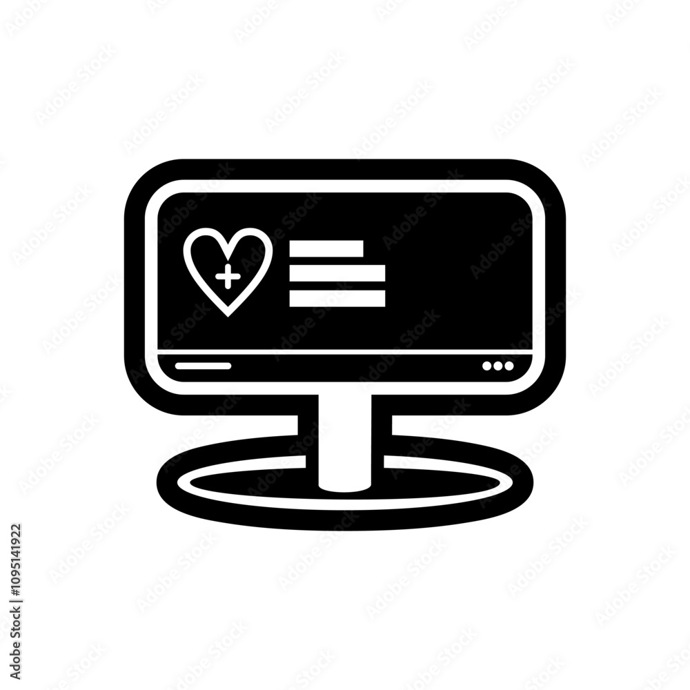 Medicine and Health flat vector icon. Monitor Medicine Web Icon, health care medical sign icon vector Medicine and Health flat vector icon. Monitor Medicine Web Icon, health care medical sign icon vector