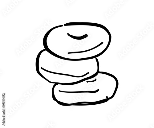 Tower of donuts in doodle style. Vector illustration for design.