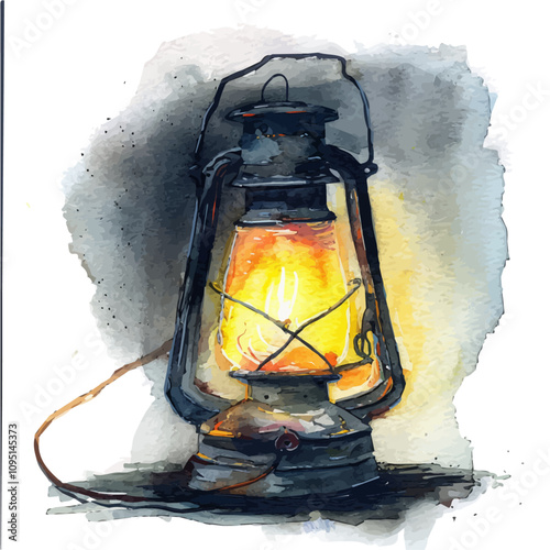 A watercolor vector of Spooky Lantern, isolated on a white background. Spooky Lantern vector.