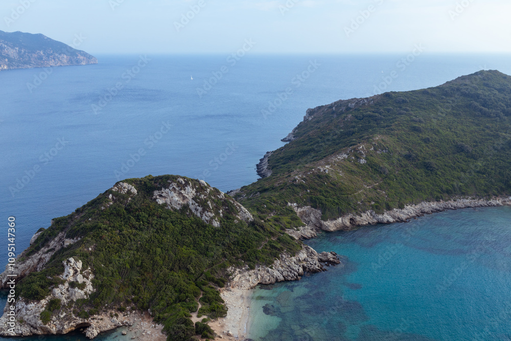 Panorama of Porto Timoni beach at Greek island Corfu. Panorama of Porto Timoni beach at Greek island Corfu.