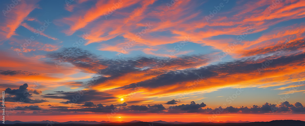 Fototapeta premium Beautiful evening sky, sunset imagedusk twilight light blue landscape sunrise summer