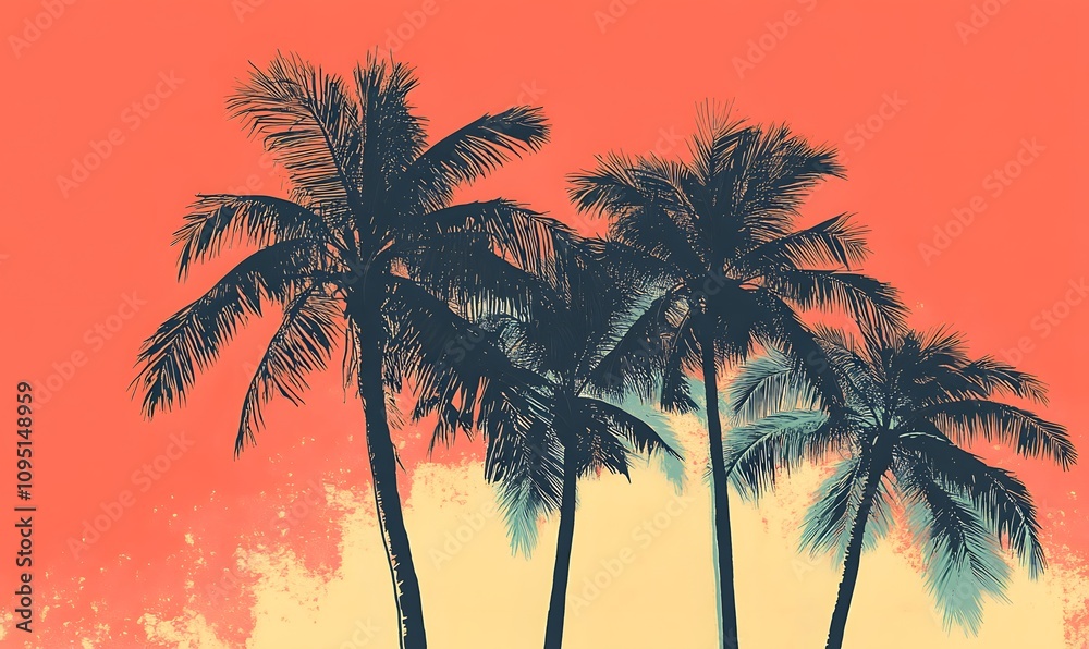 Obraz premium Minimalist Palm Silhouettes, Design a minimalist vector illustration with subtle
