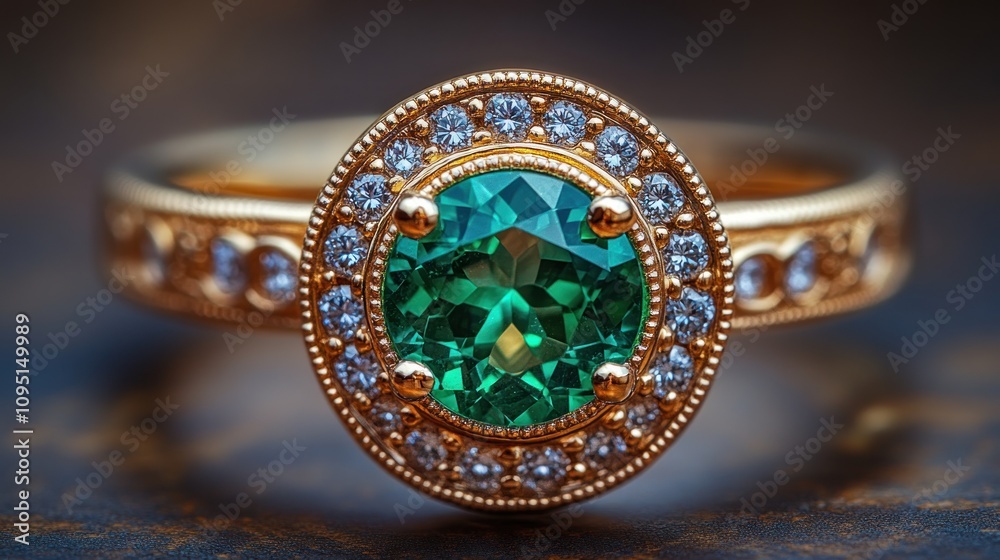 Naklejka premium Emerald Engagement Ring