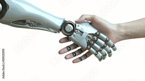 close up robot shaking hands 