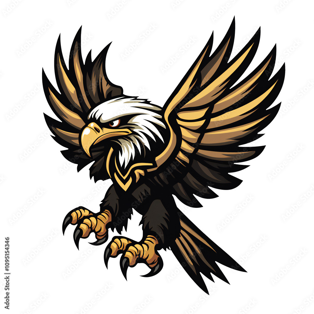 Fototapeta premium Powerful Bald Eagle Wings Spread transparent png