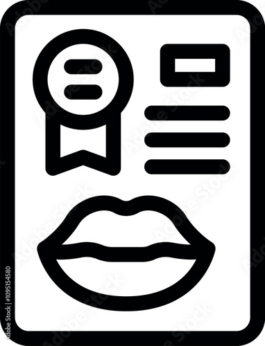Logopedic certificate with lips depicting speech therapy exercises and perfect pronunciation