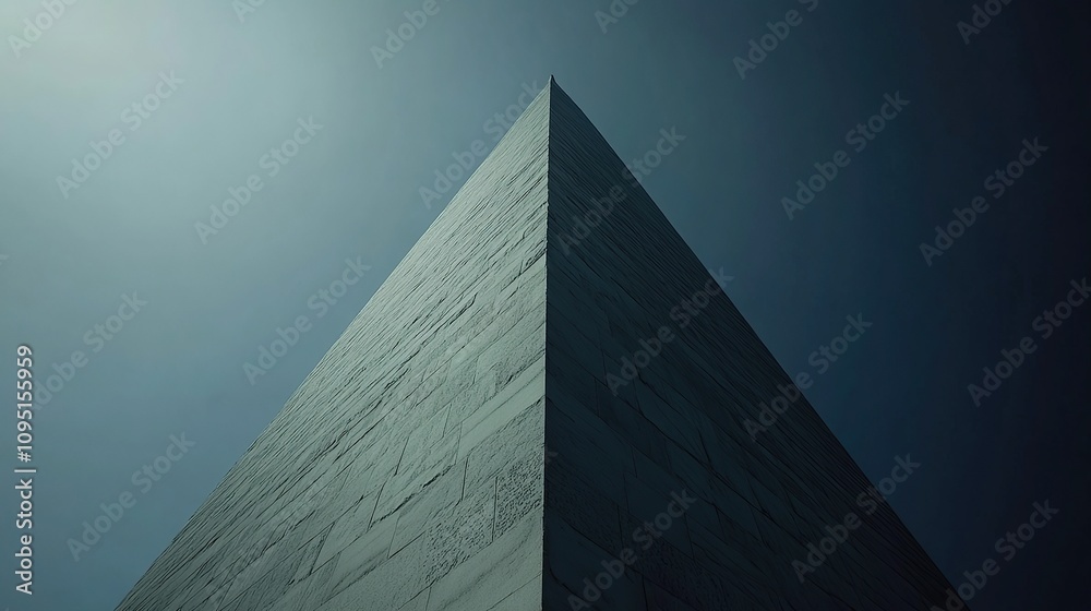 A towering, angular structure reaching towards the sky, showcasing modern architectural design. A towering, angular structure reaching towards the sky, showcasing modern architectural design.