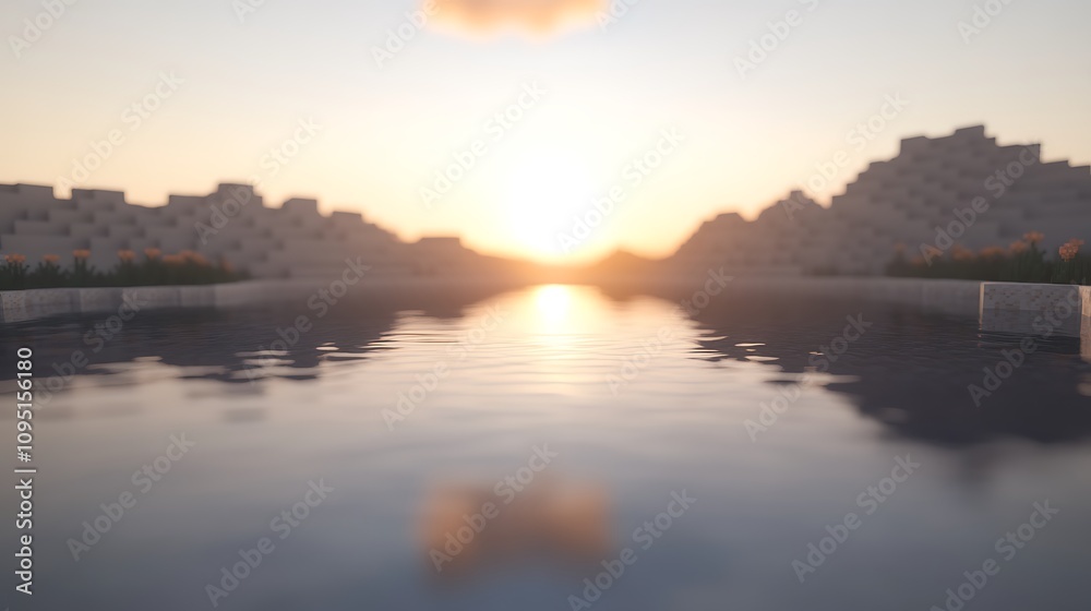 A Calm River Reflecting the Sunset Between Two Cliffs A Calm River Reflecting the Sunset Between Two Cliffs