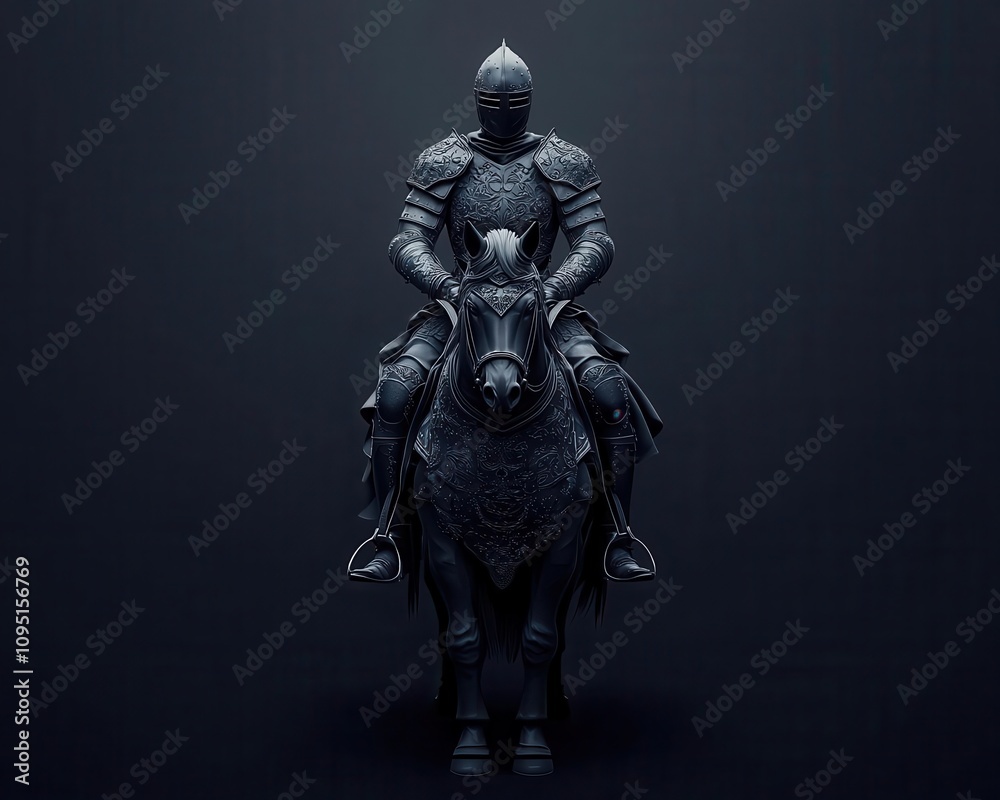Fototapeta premium Knight in heartfelt farewell to their steed, emotional bond highlighted, 3D illustration