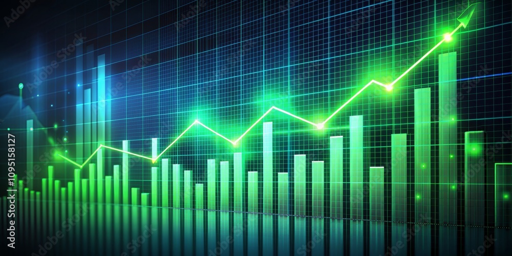 Green Arrow Ascending Glowing Chart Illustration of Financial Growth and Success Green Arrow Ascending Glowing Chart Illustration of Financial Growth and Success