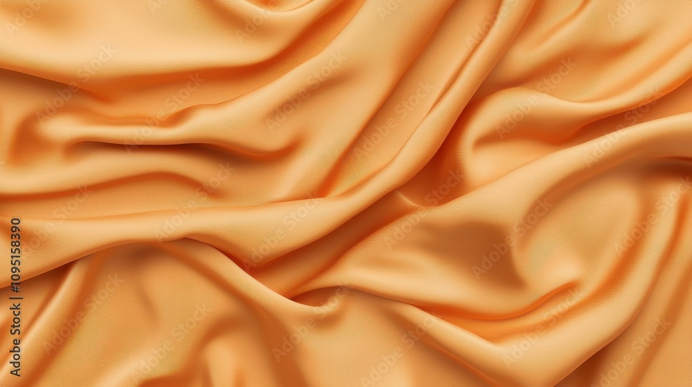 Fototapeta premium Peach silk background with soft folds and smooth texture.