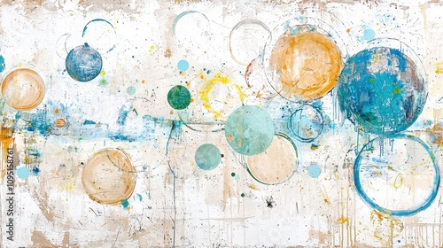 Abstract Colorful Circles Mixed Media Painting Modern Art Wall Decor