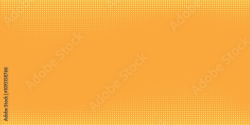 Yellow orange halftone pattern. Retro comic gradient background. Square pixilated dot cartoon texture. Pop art faded gradient pattern