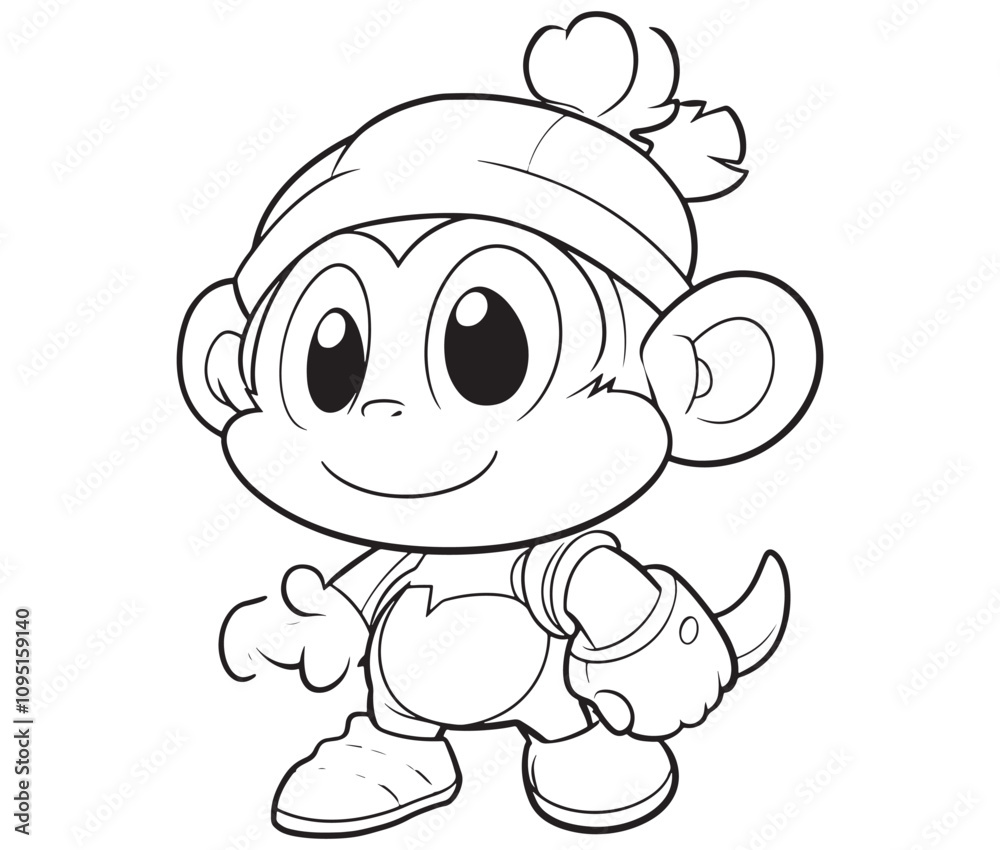 Obraz premium Baby cartoon monkey isolated on white background