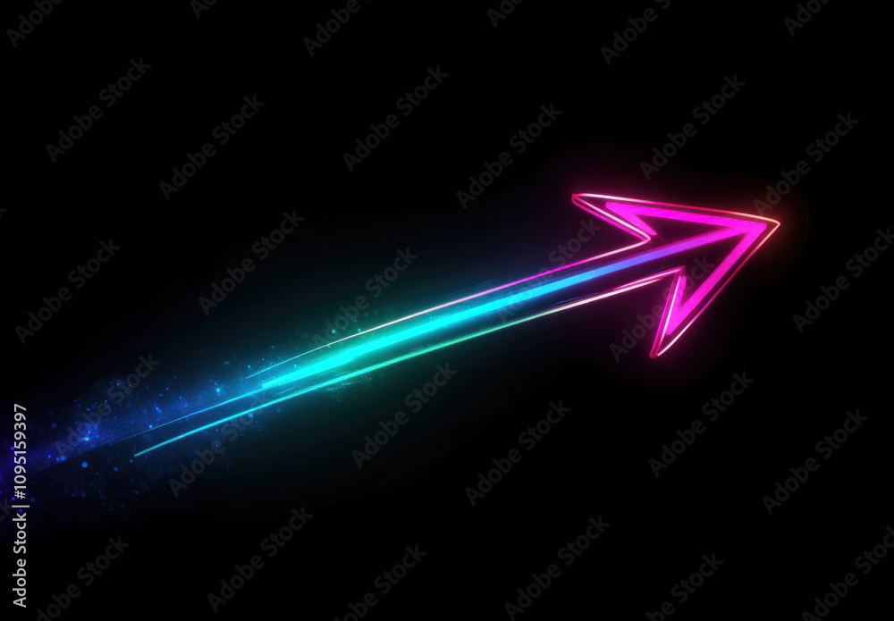 A vibrant neon arrow pointing upwards, symbolizing progress and growth A vibrant neon arrow pointing upwards, symbolizing progress and growth