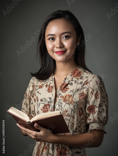 woman with a book photo