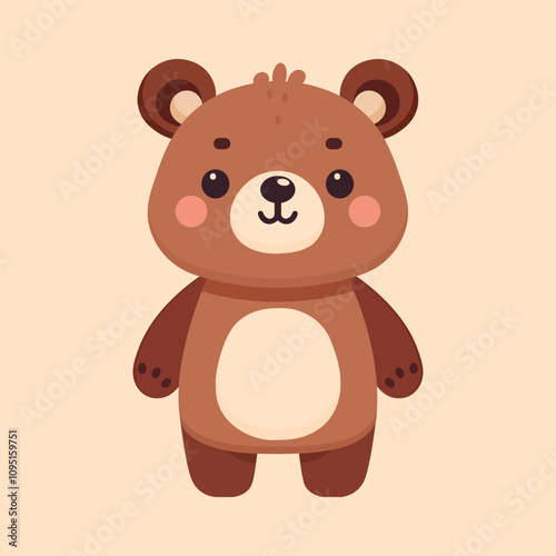 cartoon teddy bear isolated flat illustration