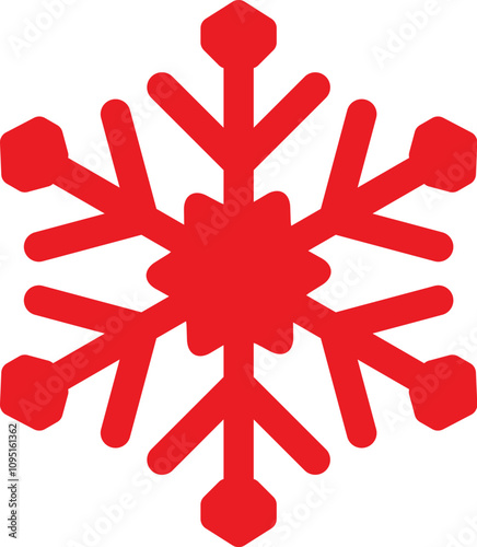 Red snowflake icon simple and minimalist.