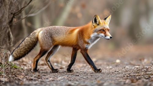 Majestic Red Fox in Autumnal Woodland