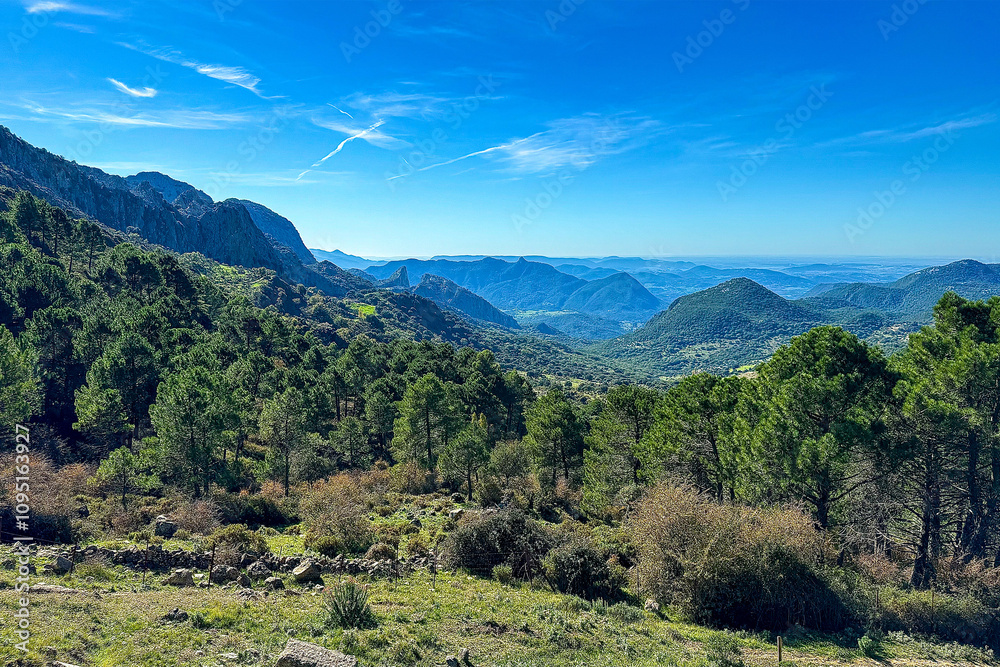 Fototapeta premium View of the Sierra de Grazalema in the Cadiz Region, Andalusia, Spain
