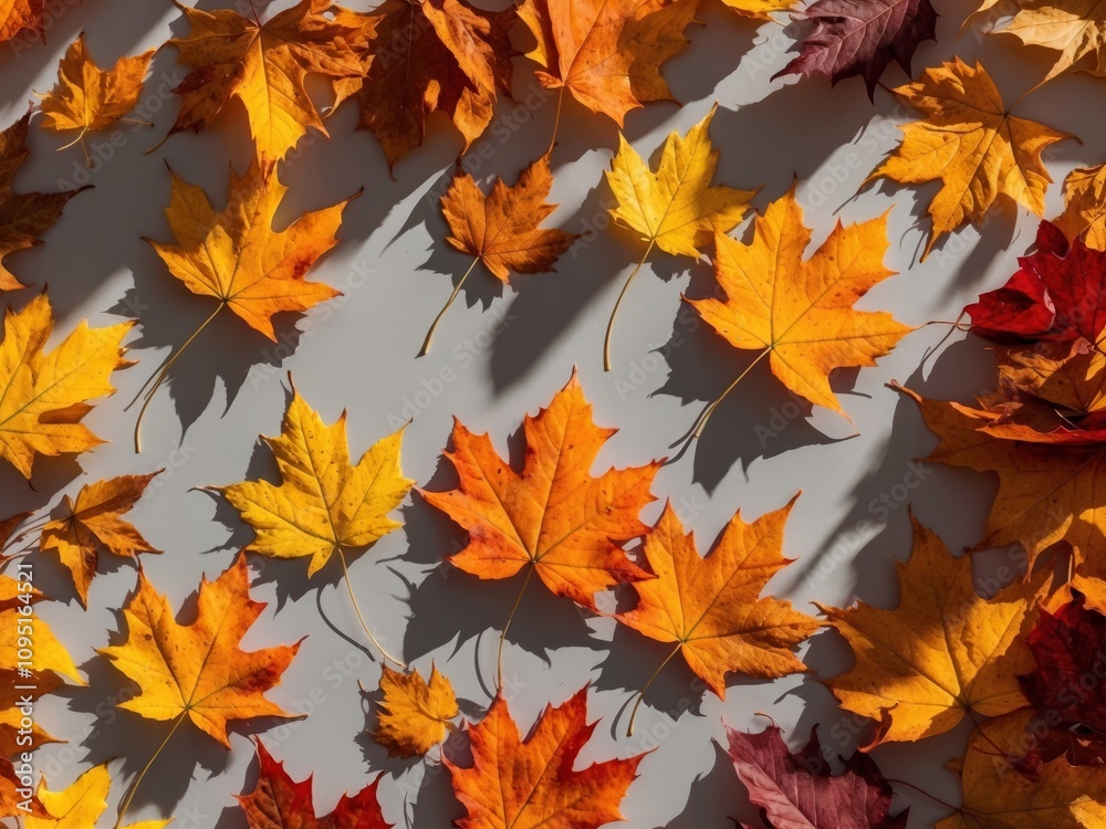 Colorful autumn leaves background from above. Colorful autumn leaves background from above.