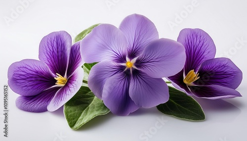Violet on white background isolated. Beautiful flower.