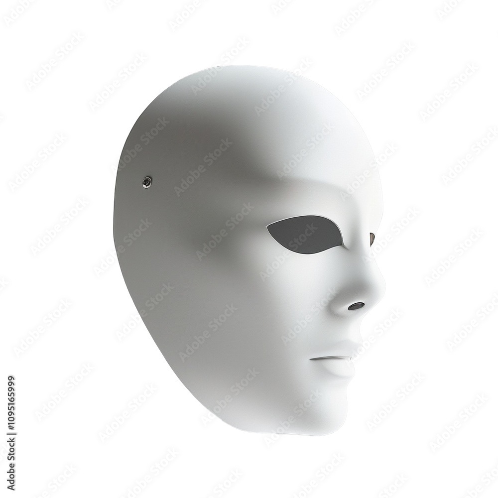 Elegant white mask on a minimalist background highlights its sculptural design Elegant white mask on a minimalist background highlights its sculptural design