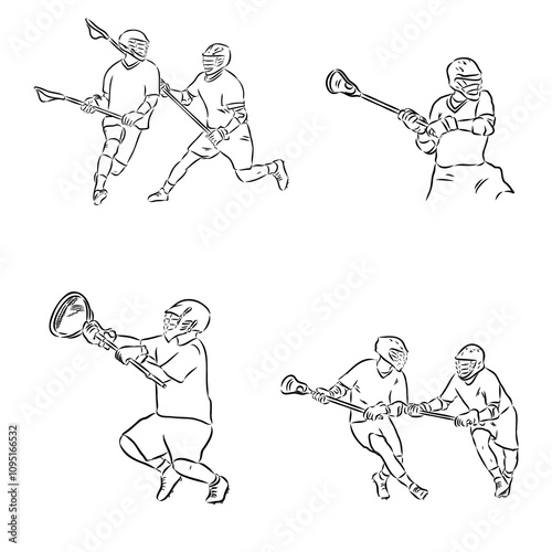 Lacrosse Sport Sketch Outline vector