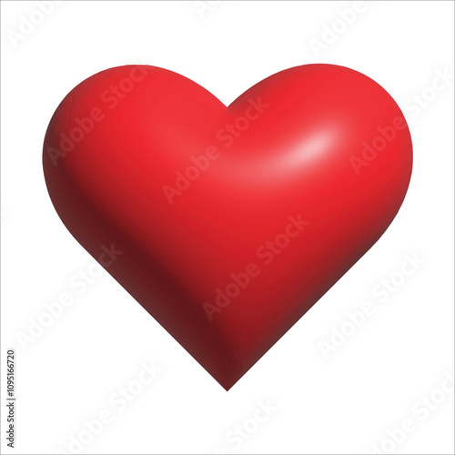 Red 3d heart isolated on white background, trendy vector illustration icon design. I love you symbol. Happy Valentine's Day. Healt care concept sign vector. Love and romance sign. 