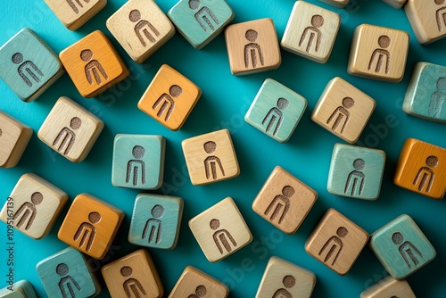 Overhead Abstract Team Building Diverse Workforce Planning Symbols