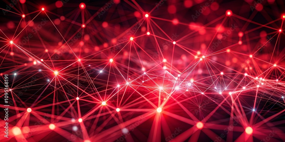 Red Network of Interconnected Light Points Abstract Digital Technology Background Red Network of Interconnected Light Points Abstract Digital Technology Background