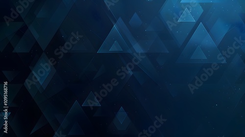 Dark blue background with glowing blue geometric shapes.