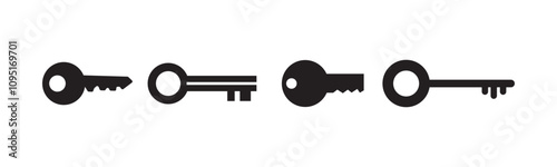 Key icon vector isolated on white background. Key vector icon. Key symbol. security