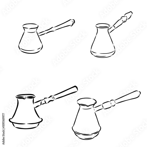 Turkish Coffee, coffee, sketch of coffee beans, vector