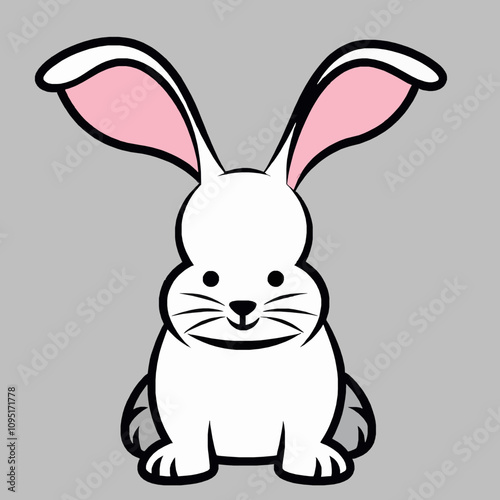 Adorable Rabbit Illustration with Floppy Ears and Playful Expression