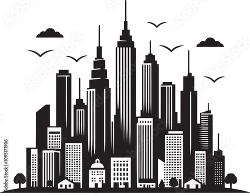 Skyline city silhouette vector illustration isolated on a white background