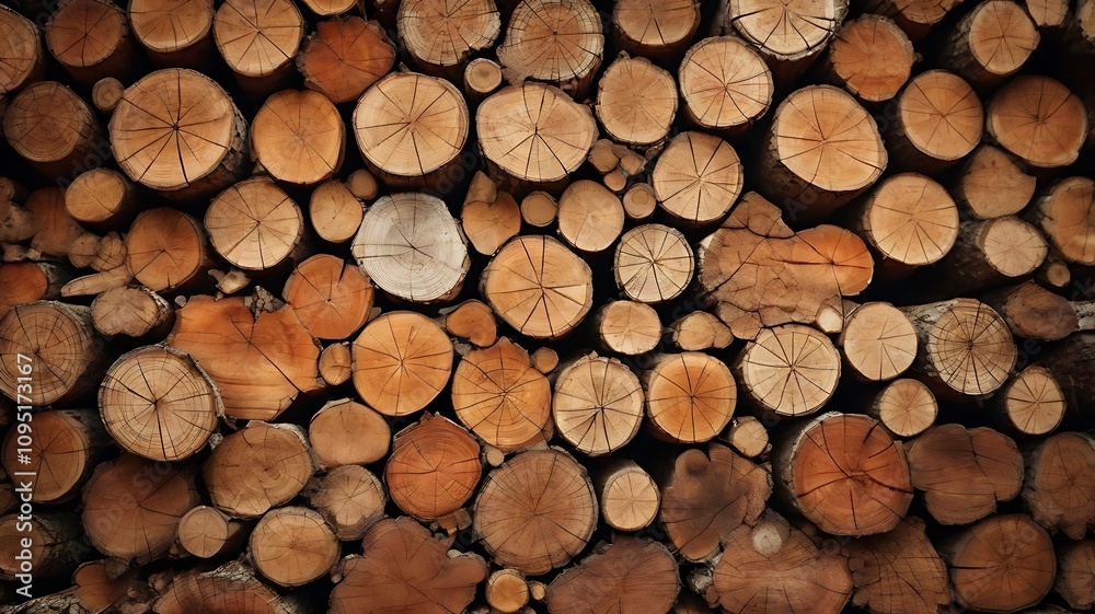 Abstract photo of a pile of natural wooden logs background, top view Abstract photo of a pile of natural wooden logs background, top view
