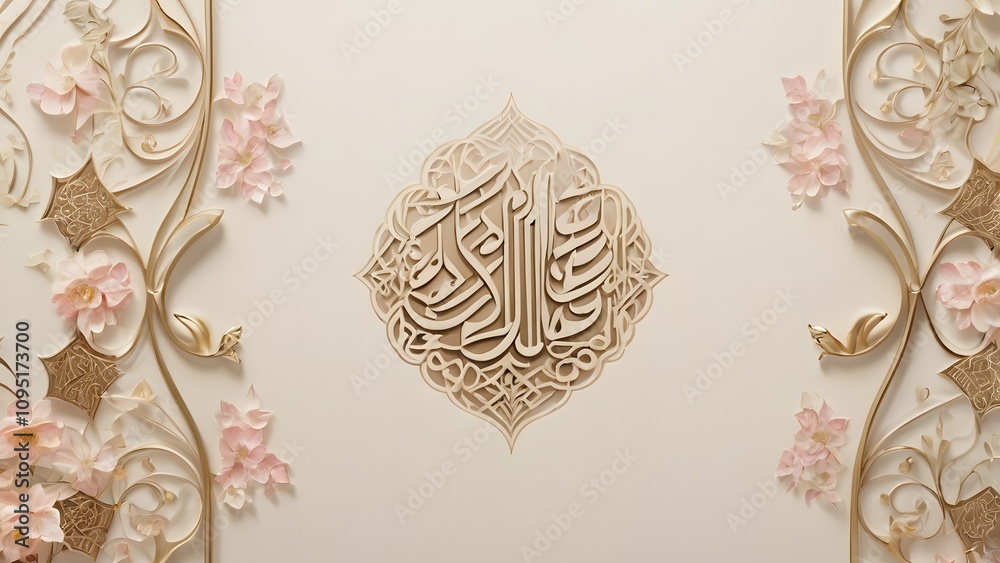 Traditional Arabic Calligraphy and Floral Ornament Traditional Arabic Calligraphy and Floral Ornament