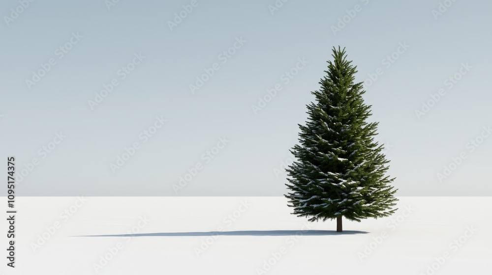 Snowy Pine Tree in Winter Landscape Serenity Nature Christmas Snowy Pine Tree in Winter Landscape Serenity Nature Christmas