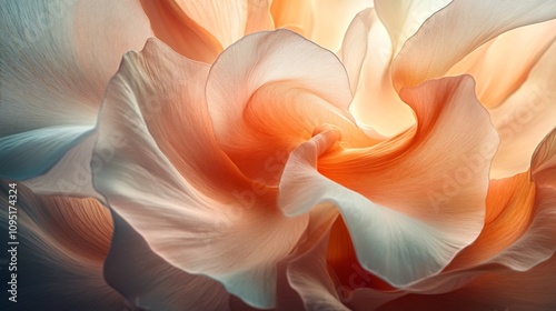 A close up macro photograph showcasing the soft delicate petals of a colorful flower highlighting the natural beauty and gentle curves of the botanical form The image captures the ethereal