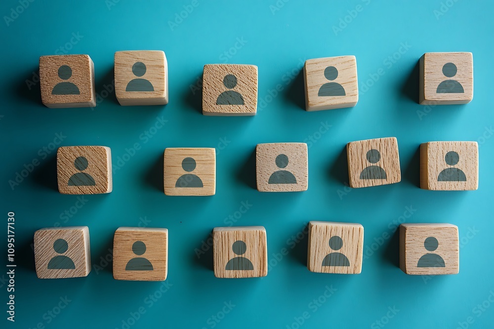 Personnel Management Strategy Top View Wooden Cubes Flat Lay Personnel Management Strategy Top View Wooden Cubes Flat Lay